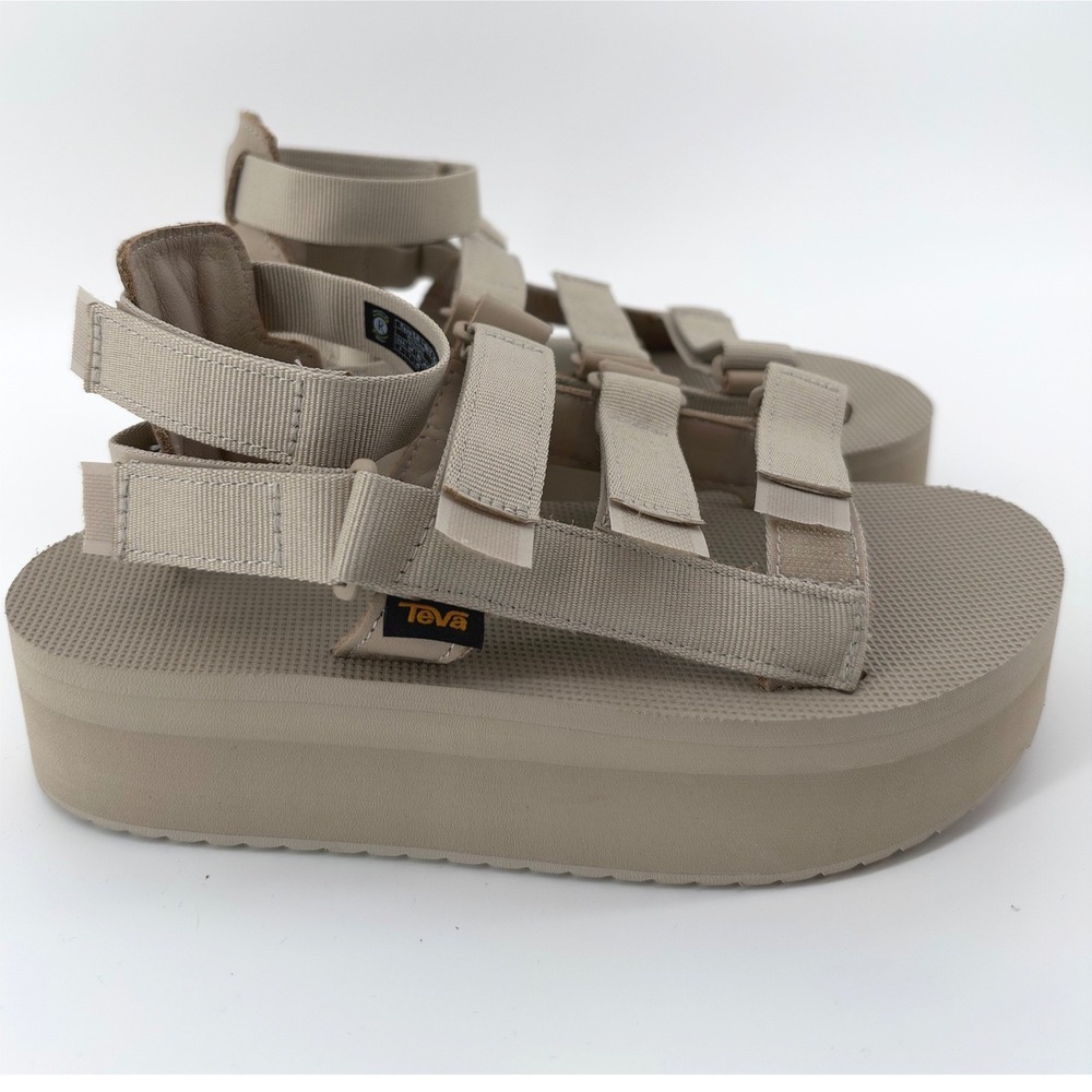 Teva Flatform Mevia Gladiator Sandal Tan Multi Strap Platform Women's 9 Gorp